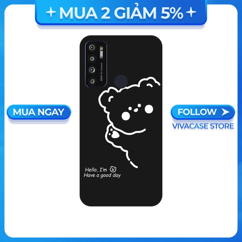 Ốp lưng Vsmart Joy 3/Joy 4/Active 3/Bee 3/Live/...dẻo đen hình Gấu Hello