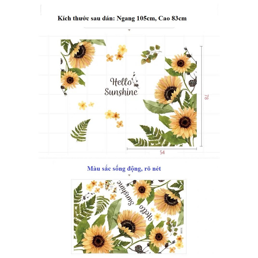 Decal giấy dán tường  Decan hoa mùa hè-Hướng dương