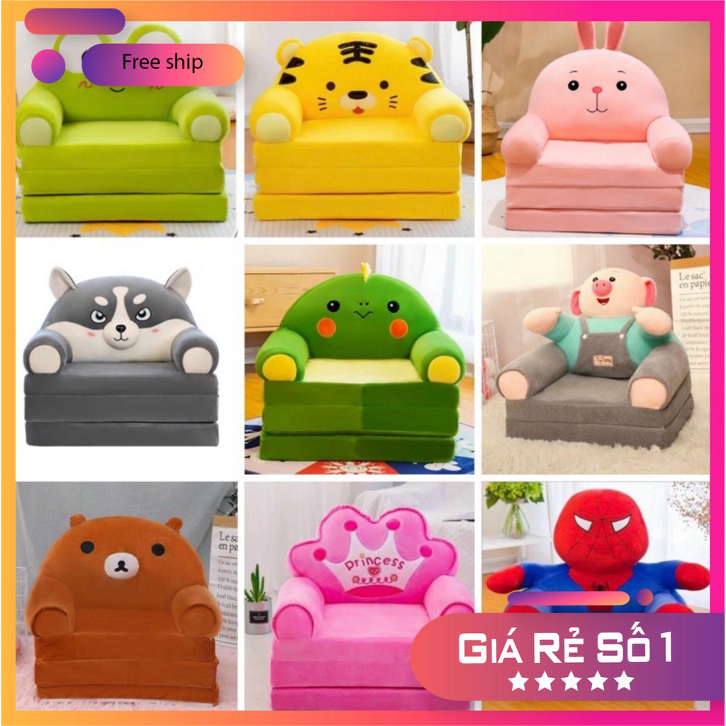 ⚡ Đủ 20 hình ⚡ Ghế sofa cho hình thú cho bé, đệm giường đa năng gấp gọn gấu bông 3 tầng