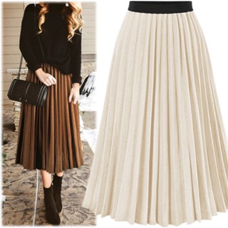 Chân váy midi chữ A vải chiffon màu trơn thời trang