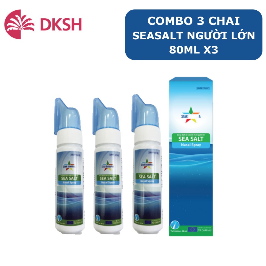 Bộ 3 Dung dịch vệ sinh mũi người lớn sea salt STAR DANAPHA 80ML/Chai