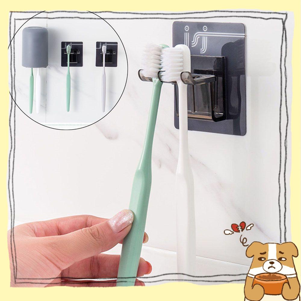 YEW Plastic Mouthwash Cup Rack Bathroom Accessories Wall Mounted Toothbrush Holder 2 Position Suction Cup Bathroom Sets Shaver Storage Tooth Brush Dispenser