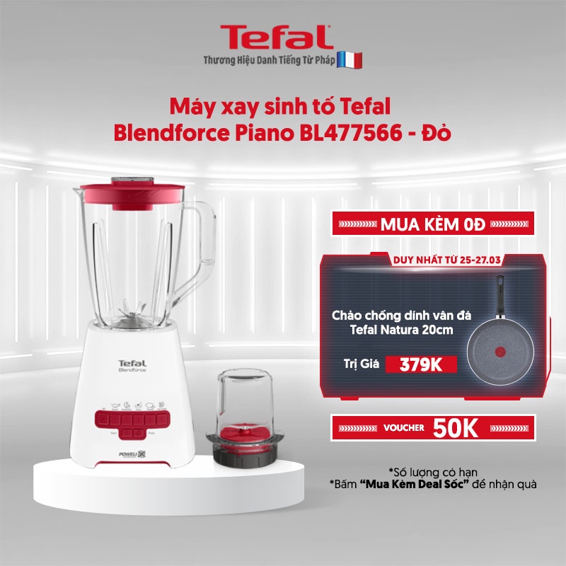 [Mã ELTEFALWL5 giảm 10% đơn 500K] Máy xay sinh tố Tefal Blendforce Piano BL477566 - Đỏ