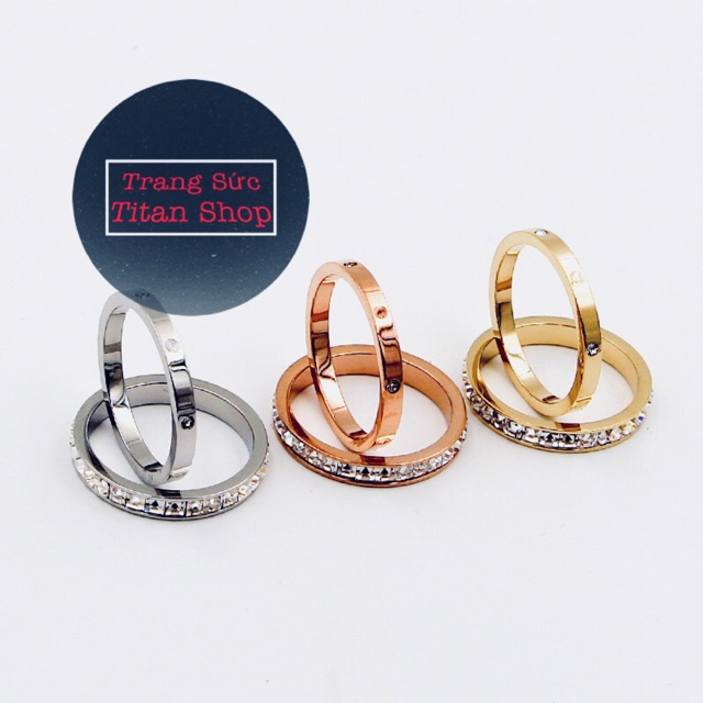 Nhẫn nữ titan set 2 chiếc NN036
