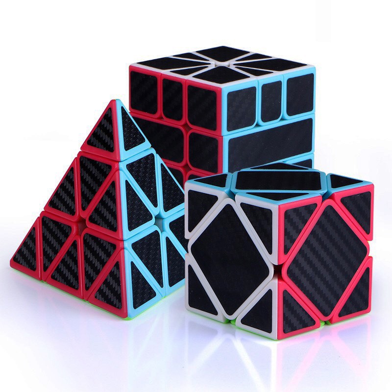 Combo 4 Khối Rubik 2x2 3x3 Tam Giác Skewb. Rubik Carbon Moyu Siêu Hót