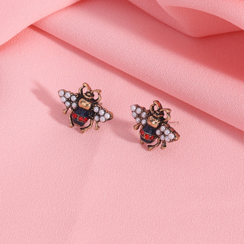 Bông Tai Hợp Kim Hình Chú Ong Đính Đá Và Ngọc Trai Giả Dễ Thương Thời Trang Cho Nữ OG118