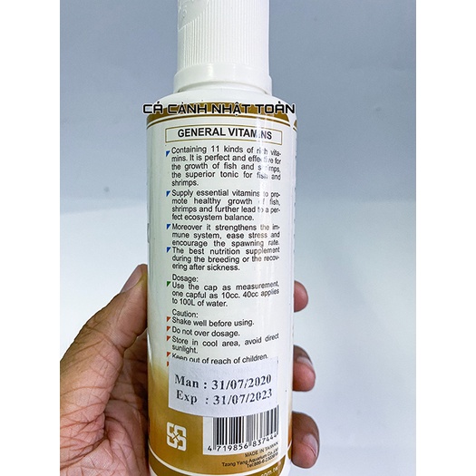 GENERAL VITAMINS ISTA KHOÁNG CHẤT, VITAMIN CHO TÉP CÁ CẢNH 250ML