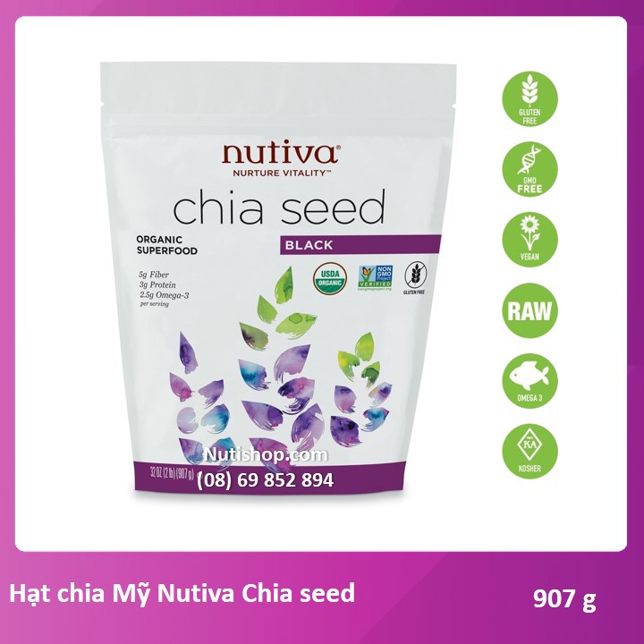 Hạt chia  Nutiva Mỹ 907 g