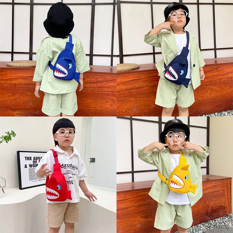 Túi Đeo Chéo Hình Cá Mập Hoạt Hình Dễ Thương Cho Bé