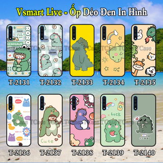 Ốp lưng Vsmart Live dẻo đen in hình Khủng Long Xanh Cute