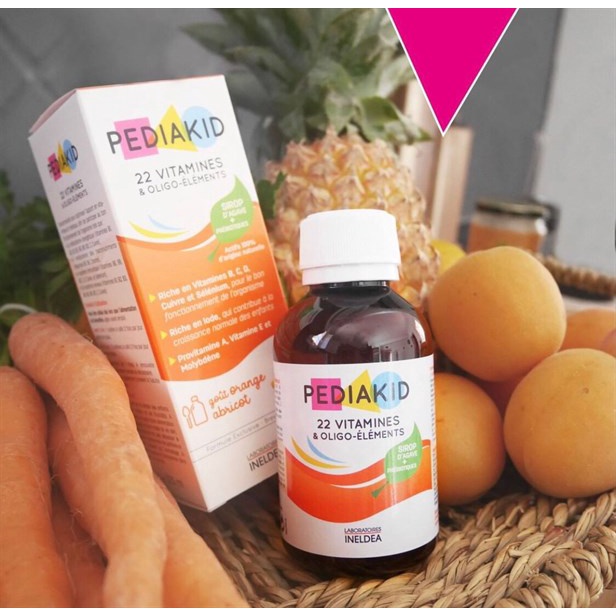 SIRO BỔ SUNG 22 VITAMIN VÀ KHOÁNG CHẤT TỔNG HỢP - PEDIAKID 22 VITAMINES OLIGO ELEMENTS 125ML INELDEA PHÁP