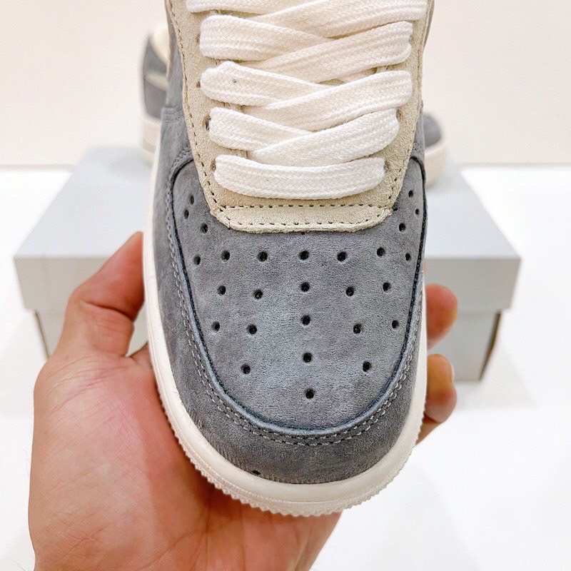 Giày thể thao nam nữ AF1 xám nhạt lông chuột vạch trắng , Giầy sneaker AF1 HOT trend FULL