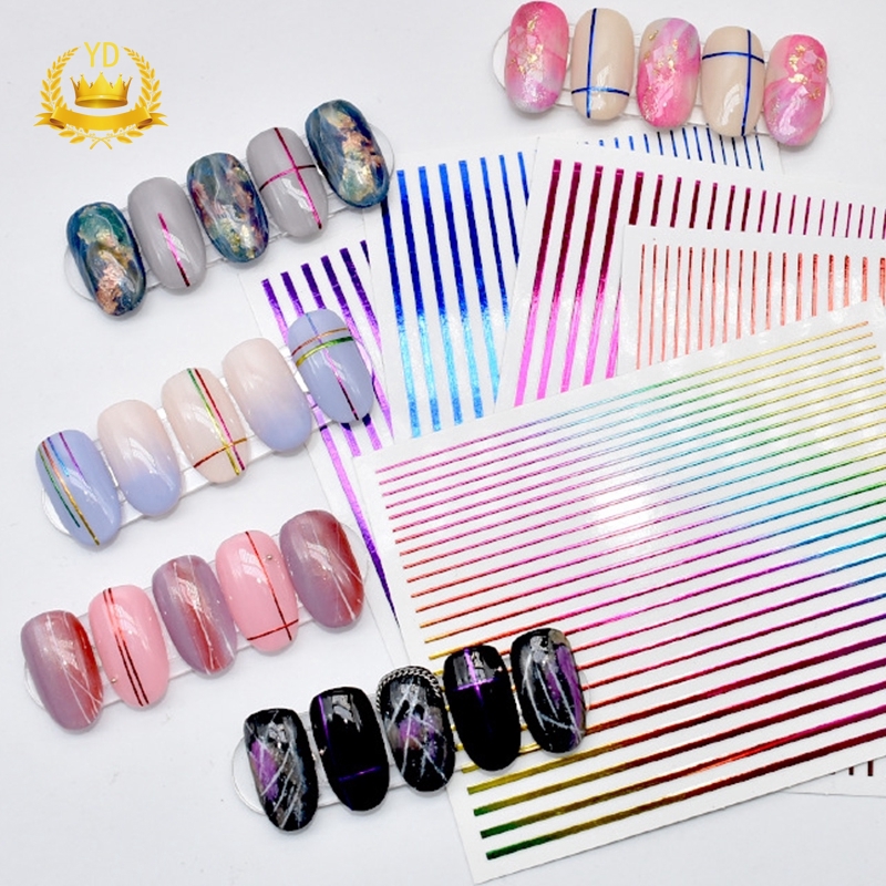 [Hàng mới về] Miếng dán móng tay trang trí hình sọc 3D độc đáo