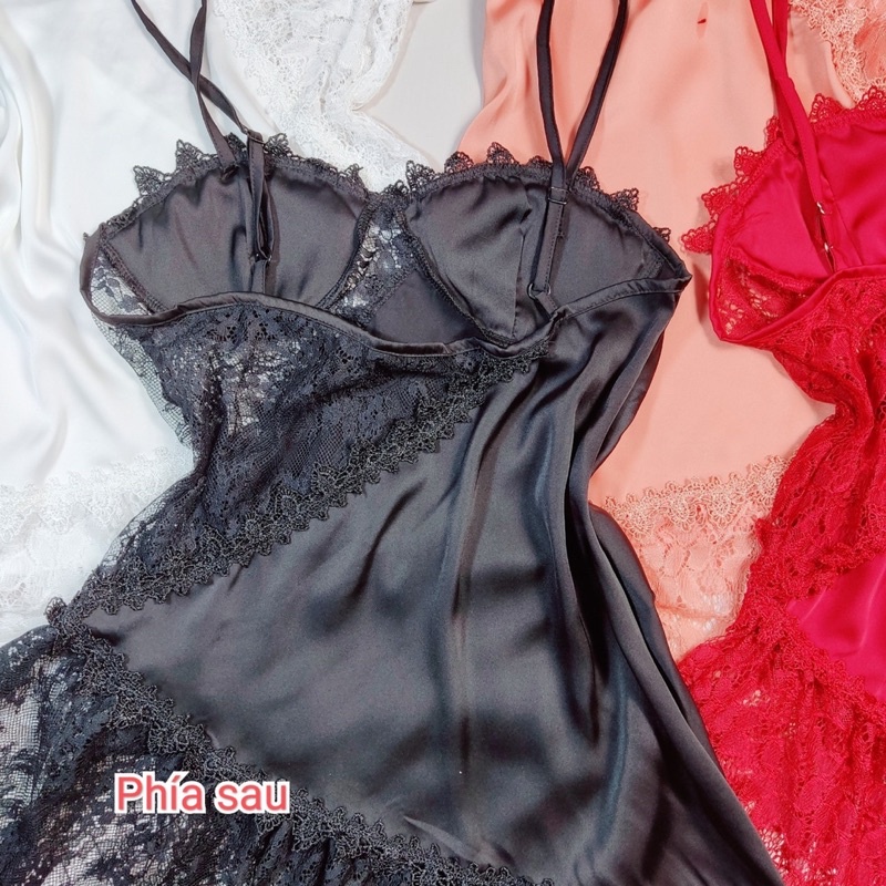 ⚡FREE SHIP ẢNH THẬT 100%⚡M03 VÁY NGỦ LỤA SATIN CAO CẤP PHỐI REN QUYẾN RŨ | BigBuy360 - bigbuy360.vn