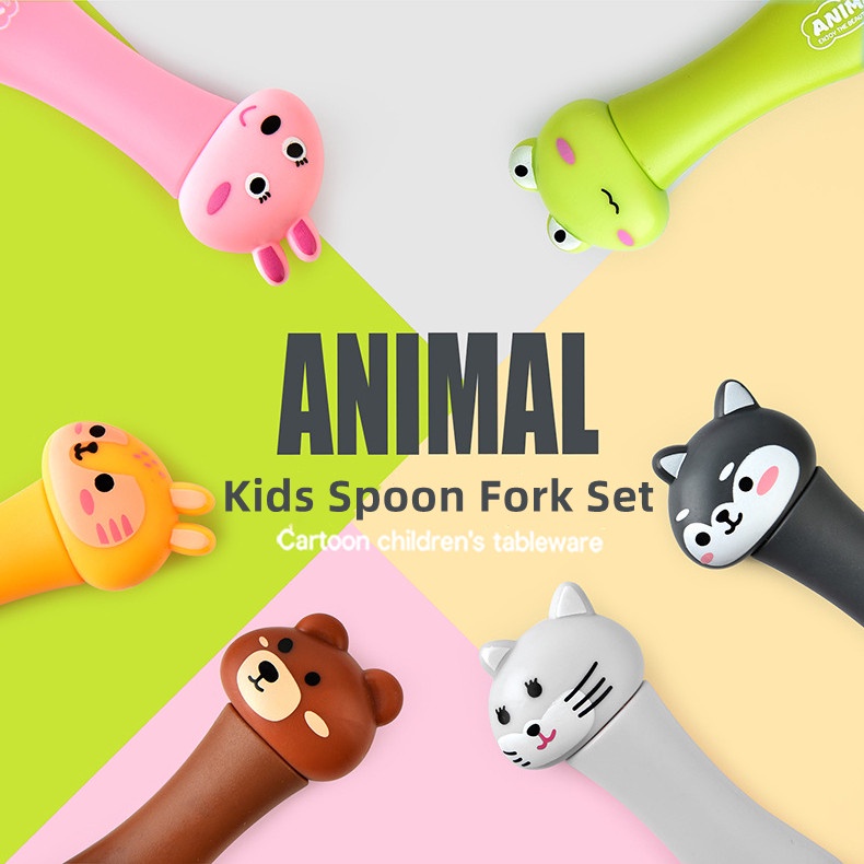 Bộ đồ ăn SABUY Phim hoạt hình cho trẻ em Bộ muỗng nĩa Phim hoạt hình dễ thương cho trẻ em Bộ đồ ăn trẻ em có hộp lưu trữ