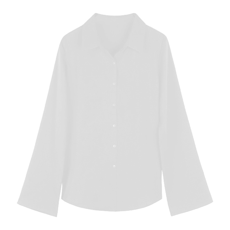 Áo Sơ Mi Chiffon Tay Dài Ống Loe Xẻ Tà Thời Trang Cho Nữ