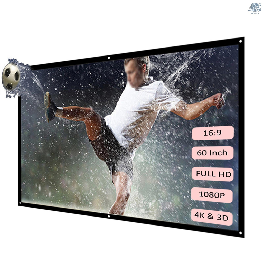 Màn chiếu treo tường BF H60 60” HD 16:9 có thể gập lại cho rạp hát tại nhà/văn phòng/trong nhà/ngoài trời