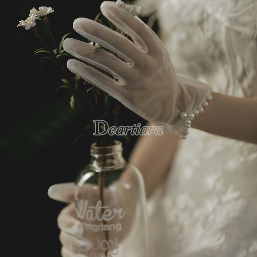 Găng đeo tay đính ngọc trai đơn giản thanh lịch dành cho cô dâu