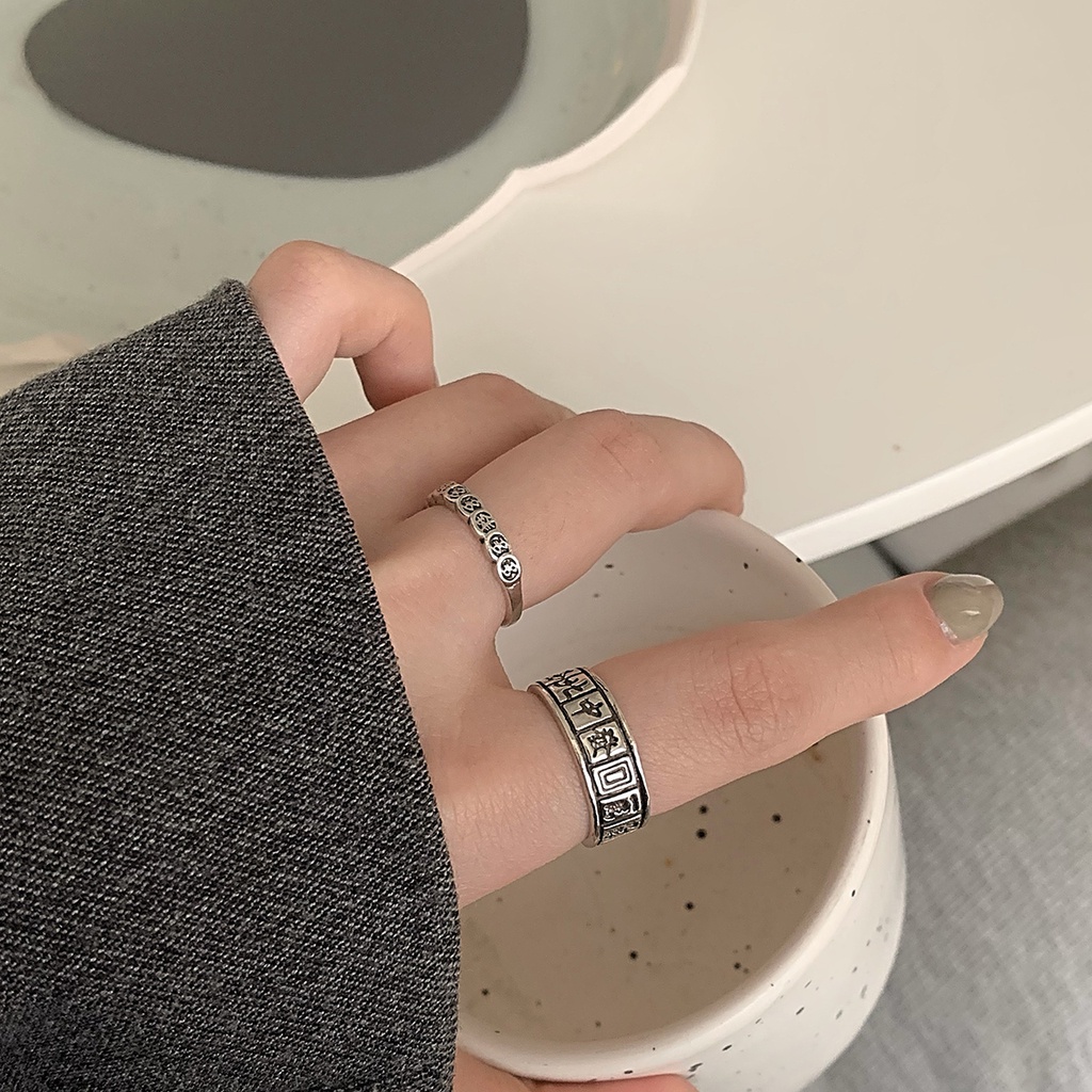 Nhẫn Đeo Tay Khắc Chữ Lucky money Thời Trang Cổ Điển