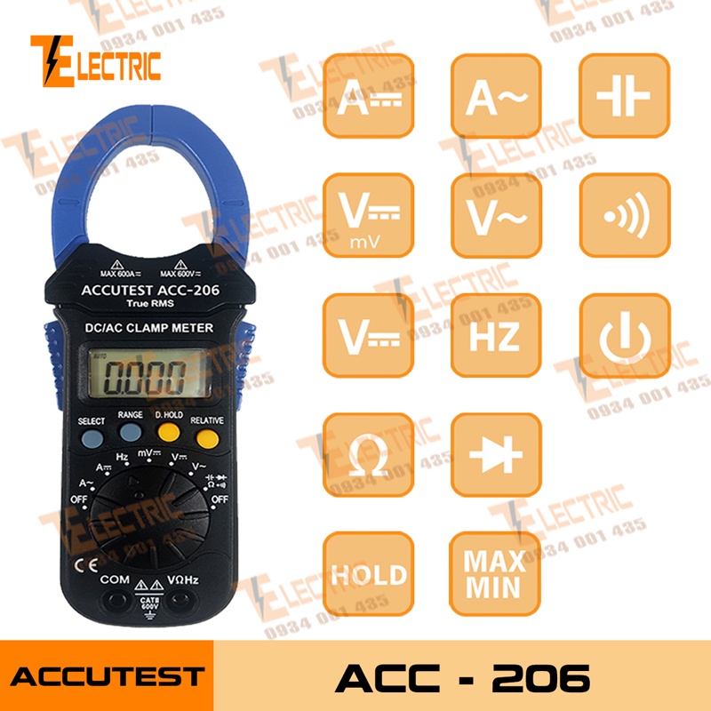 ACC - 206 Ampe Kìm Đo Điện Đo Tần Số Đo Tụ ĐIện Đo Dòng Điện AC/DC 600A ACC 206