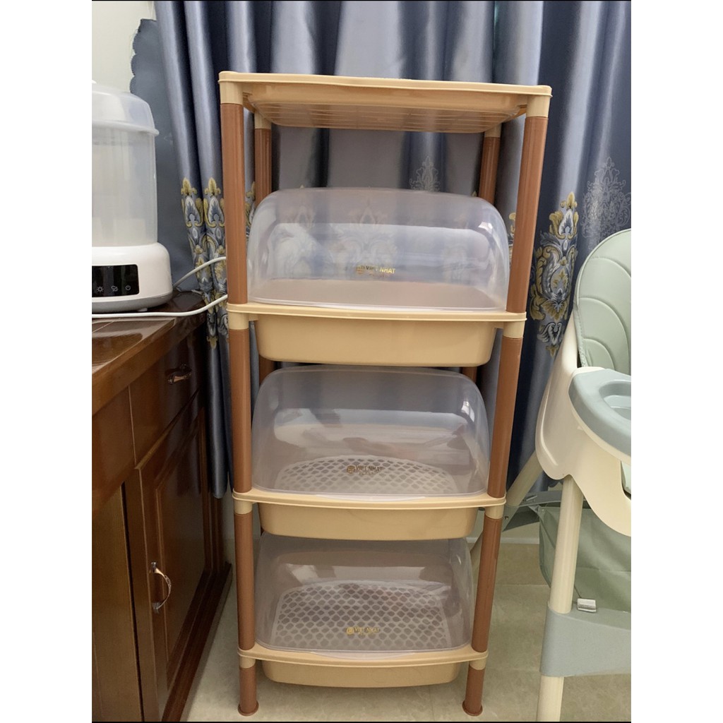 [FREE SHIP] Kệ úp chén, bát nhiều tầng có nắp đậy nhựa Việt Nhật- đồ dùng nhà bếp bằng nhựa cao cấp an toàn