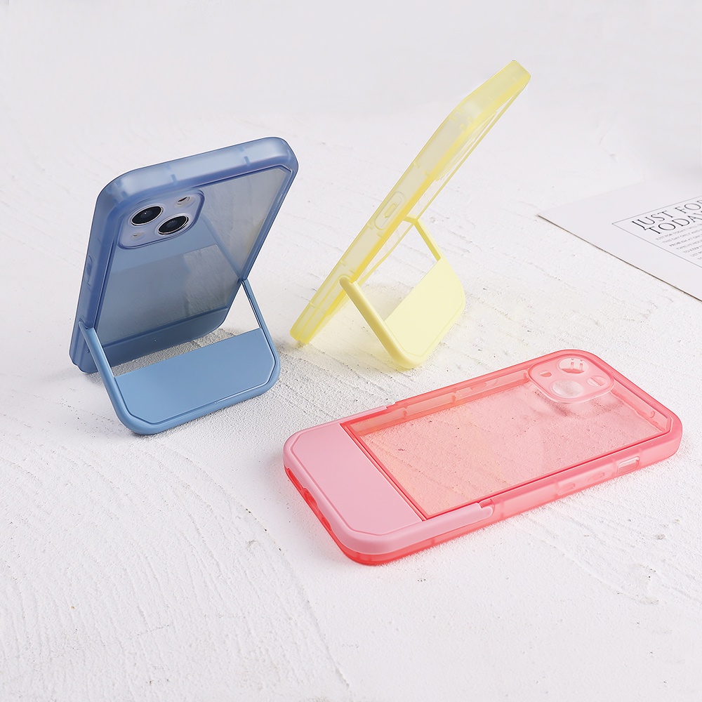 Ốp Điện Thoại Màu Kẹo Trơn Có Giá Đỡ Cho Iphone 13 Series / The New 2 Trong 1