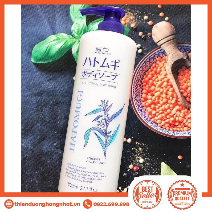 Sữa Tắm Trắng Da Hatomugi Hạt Ý Dĩ 800ml Nội Địa Nhật