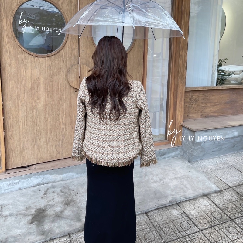 Áo khoác dạ tweed dài tay dành cho nữ