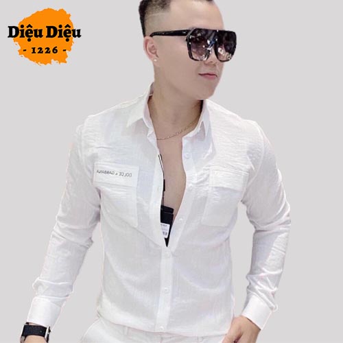 ÁO SƠ MI NAM ĐŨI DÀI TAY TÚI HỘP THÊU CHỮ HÀNG ĐẸP | BigBuy360 - bigbuy360.vn
