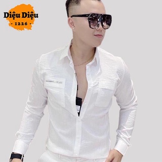 ÁO SƠ MI NAM ĐŨI DÀI TAY TÚI HỘP THÊU CHỮ HÀNG ĐẸP kèm ảnh thật - Diệu Diệu 1226