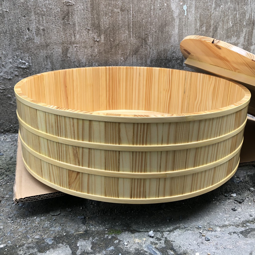 Thố gỗ đánh cơm Sushi hay Thố gỗ trang trí Φ 60cm - Chiều Cao 15cm - Gỗ Thông Tự Nhiên