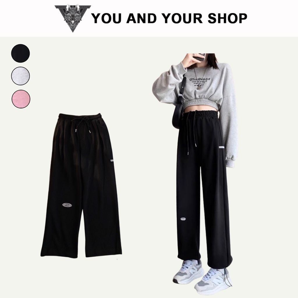 Quần Jogger Nỉ YAYSHOP unisex nam nữ chất thun da cá mềm mát form rộng rút gấu - 2 TEM (3 màu)