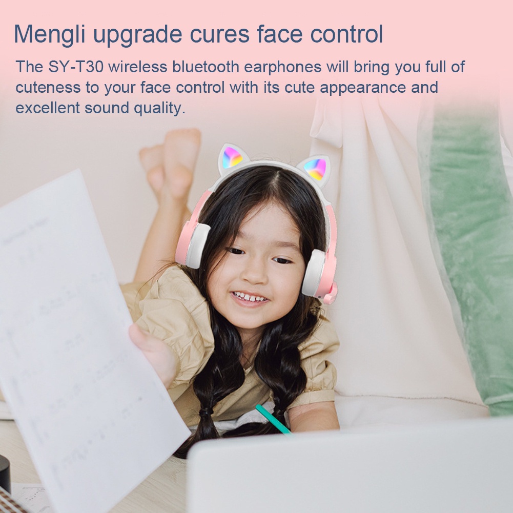 Tai Nghe Không Dây Tai Mèo Có Mic Mũ Bảo Hiểm Âm Trầm Âm Thanh Nổi Đèn Phát Sáng Răng Xanh Quà Tặng Cho Game Thủ Trẻ Em Cô Gái Tai Nghe Chơi Game Điện Thoại PC Tương Lai