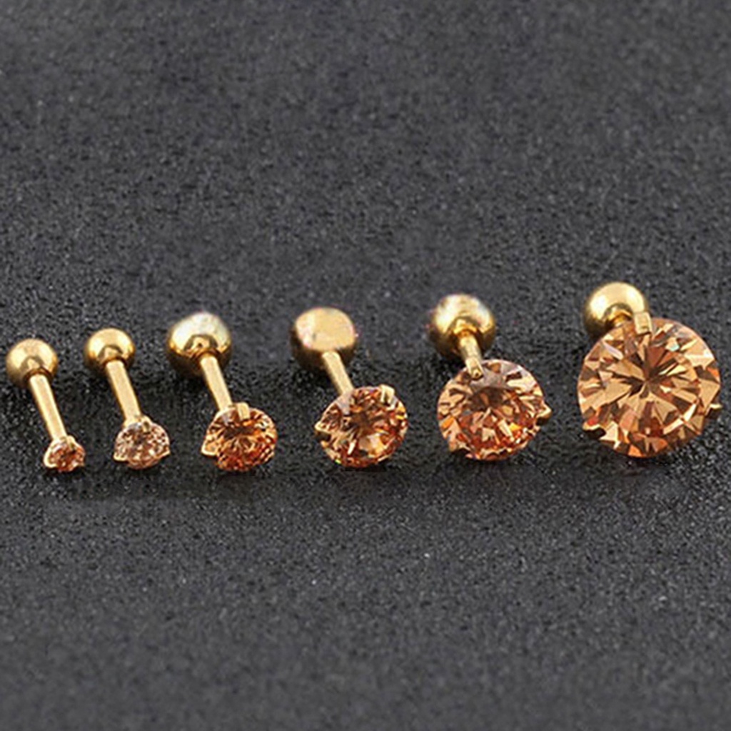 Khuyên tai đính đá 3 chấu không gây dị ứng độc đáo