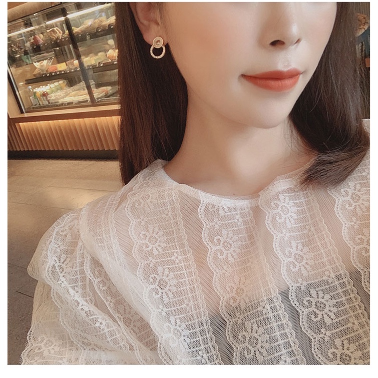 Bông Tai Hình Trái Tim Đính Đá Đơn Giản Phong Cách Hàn Quốc Thời Trang Cho Nữ