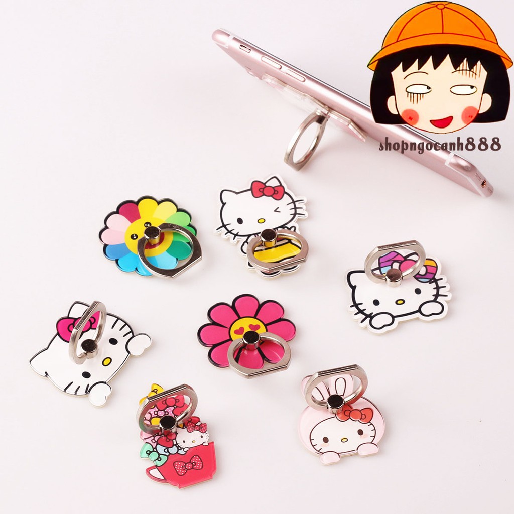 [KÈM HỘP ĐỰNG] Iring Giá Đỡ Điện Thoại Chiếc Nhẫn Hoạt Hình Hello Kitty Xinh Xắn Bám Siêu Chắc !