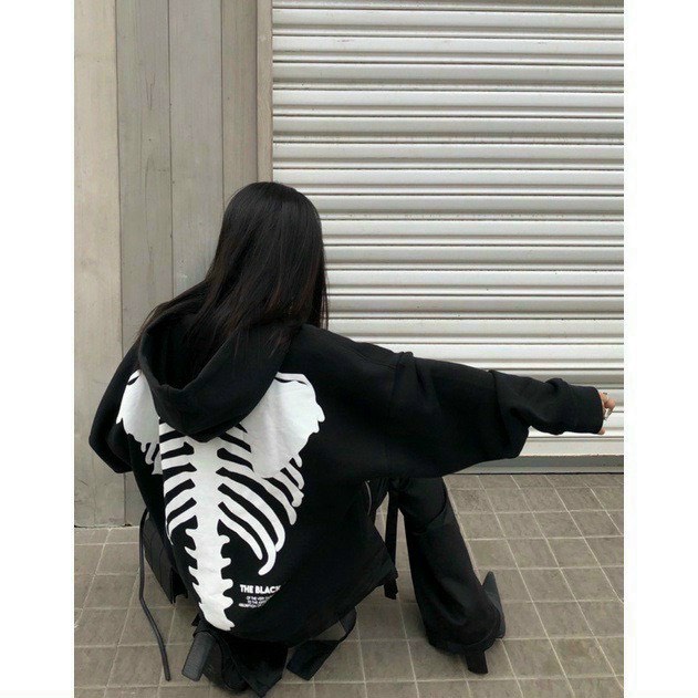 (HCM) ÁO KHOÁC NỈ HODDIES FORM RỘNG PHONG CÁCH HÀN QUỐC - UNISEX HỌA TIẾT XƯƠNG ĐỘC ĐÁO CHO CÁC BẠN TRẺ  HOT NHÂT