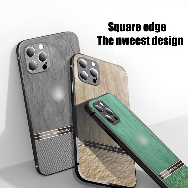 Ốp điện thoại vân gỗ đơn giản sang trọng thích hợp cho iPhone 12 11 pro max xs max xr x 8 7 plus