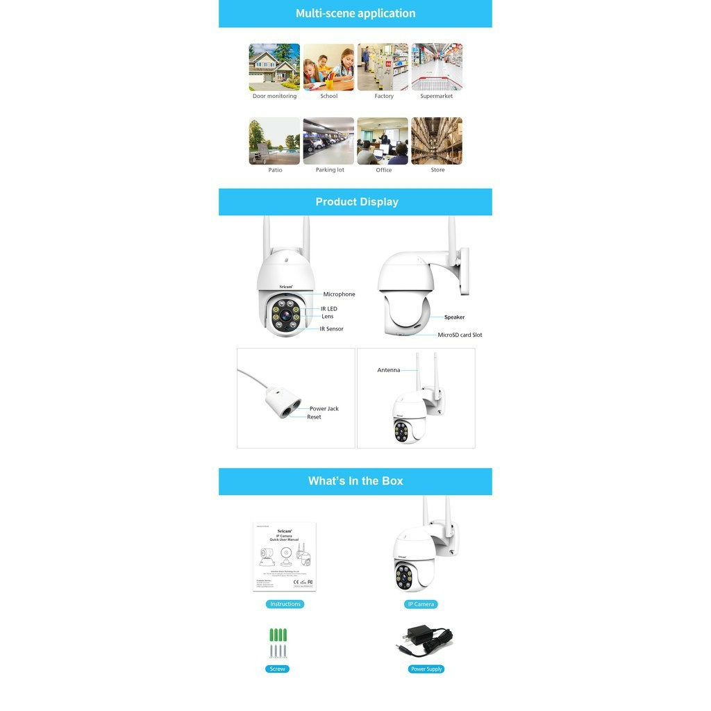 Camera Wifi Ngoài Trời Srihome SP028 Ảnh FullHD - 1080P Bảo Hành 12 Tháng, Kèm Thẻ Nhớ Tới 64GB | BigBuy360 - bigbuy360.vn