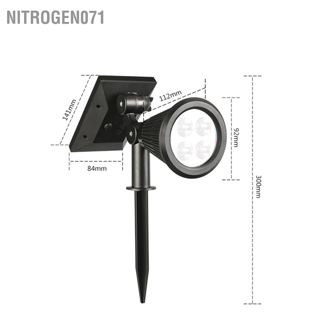 Nitrogen071 Đèn LED chiếu điểm năng lượng mặt trời ngoài sân vườn không thấm nước sáng trên đất cho cảnh quan