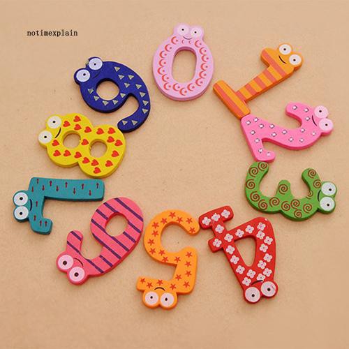 Set 10 con số đồ chơi 0-9 bằng gỗ nhiều màu có nam châm gắn tủ lạnh