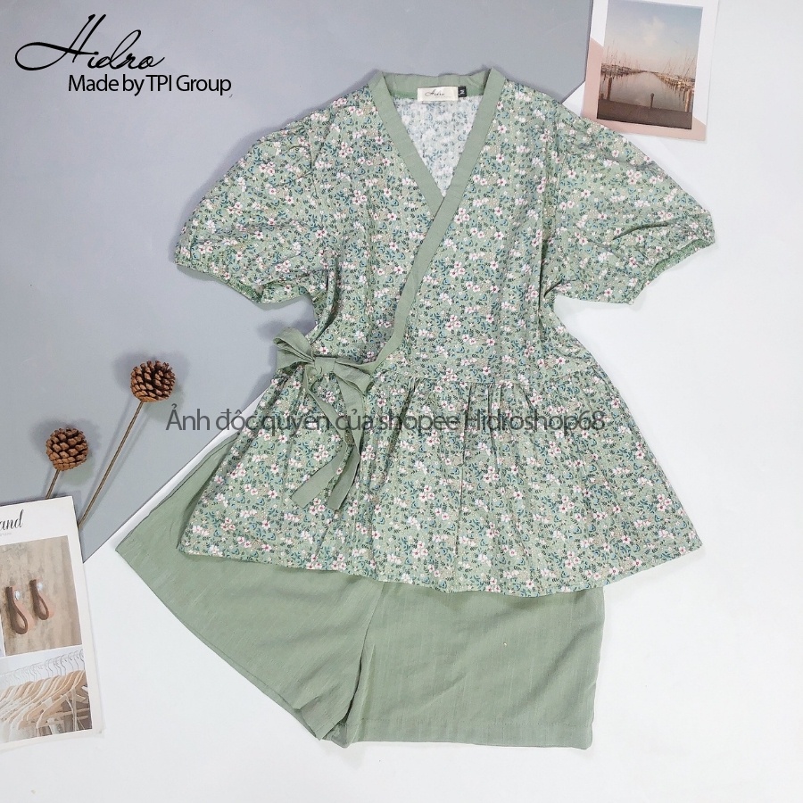 Set Bộ Kimono Hoa Nhí Cộc Tay Phối Quần Sooc Đũi | BigBuy360 - bigbuy360.vn