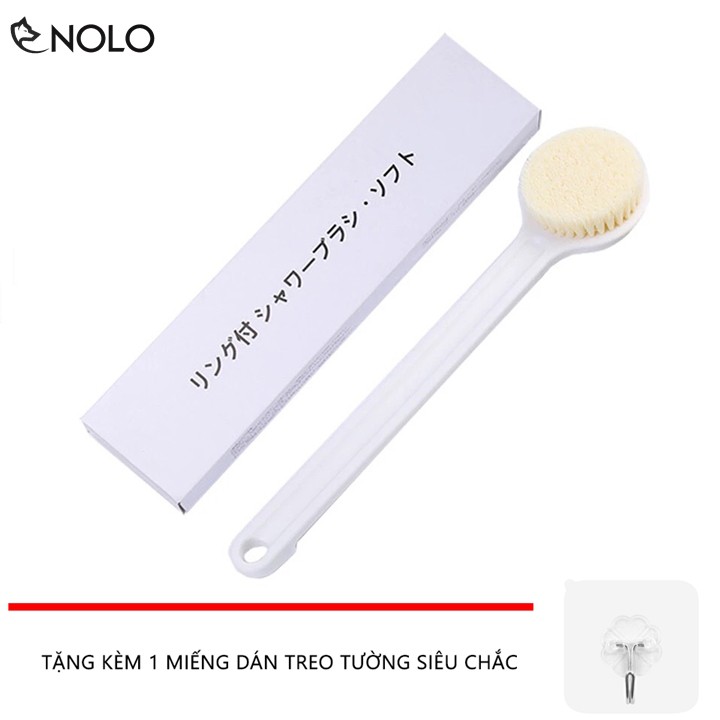 Bộ Cây Bông Tắm Chà Lưng Tẩy Tế Bào Chết Massage Muji Model MJ01 Thân Dài 35cm Tặng Kèm Móc Dán Tường Siêu Chắc