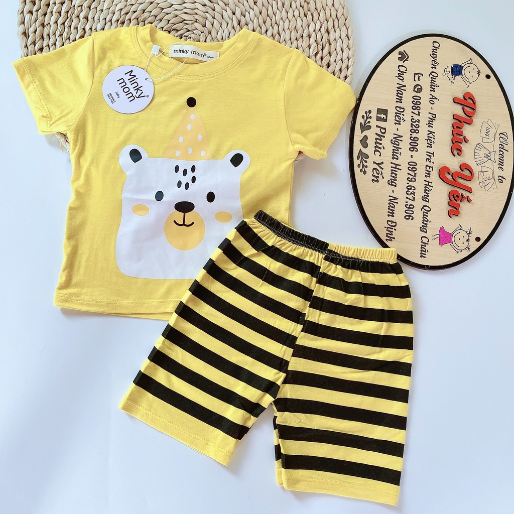 Bộ Cộc Tay Chất Thun Lạnh Hàng Minky Mom Họa Tiết Bò Đeo Kính Cho Bé (SP001390 )