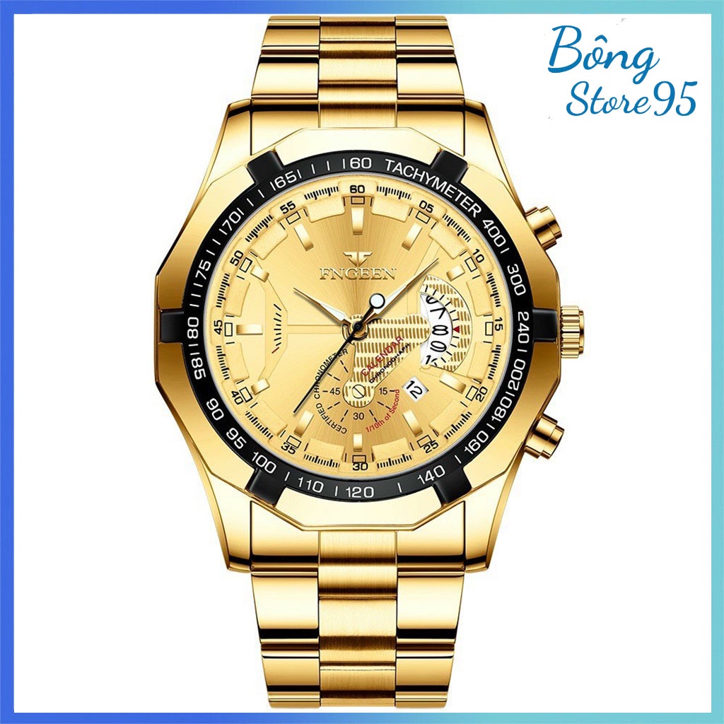 Đồng Hồ Nam FNGEEN 001 Dây Kim Loại Không Gỉ Size 44mm Có Lịch Ngày - Sở Hữu Thiết kế Sang Trọng