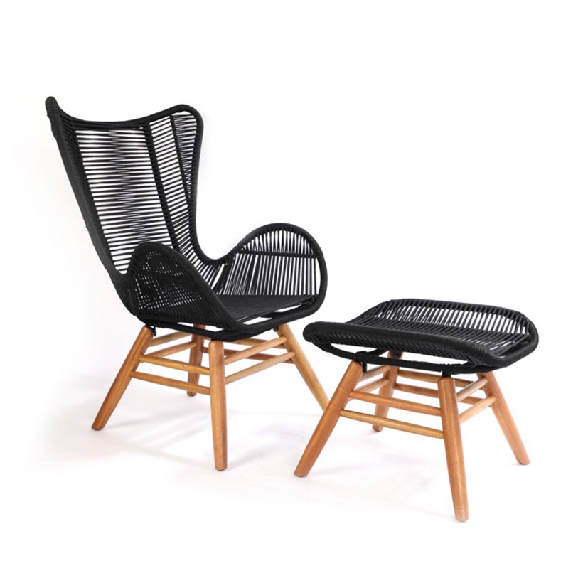 Bộ ghế thư giãn Queen Bench đan dây rope IBIE gỗ keo