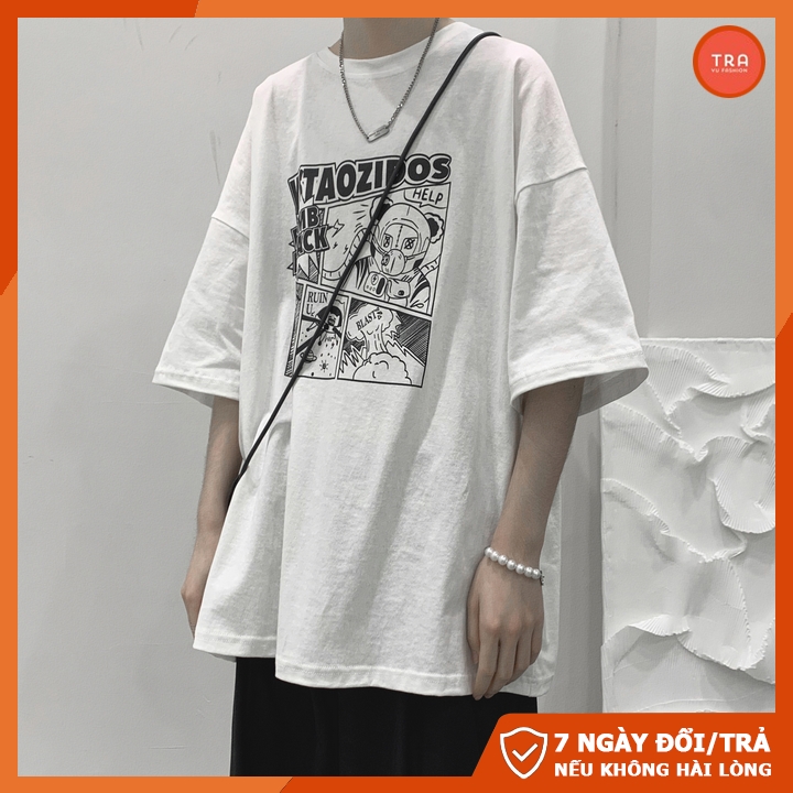 Áo thun nam tay lỡ dáng rộng unisex chất đẹp mát co dãn 4 chiều in Truyện TVNTL1600
