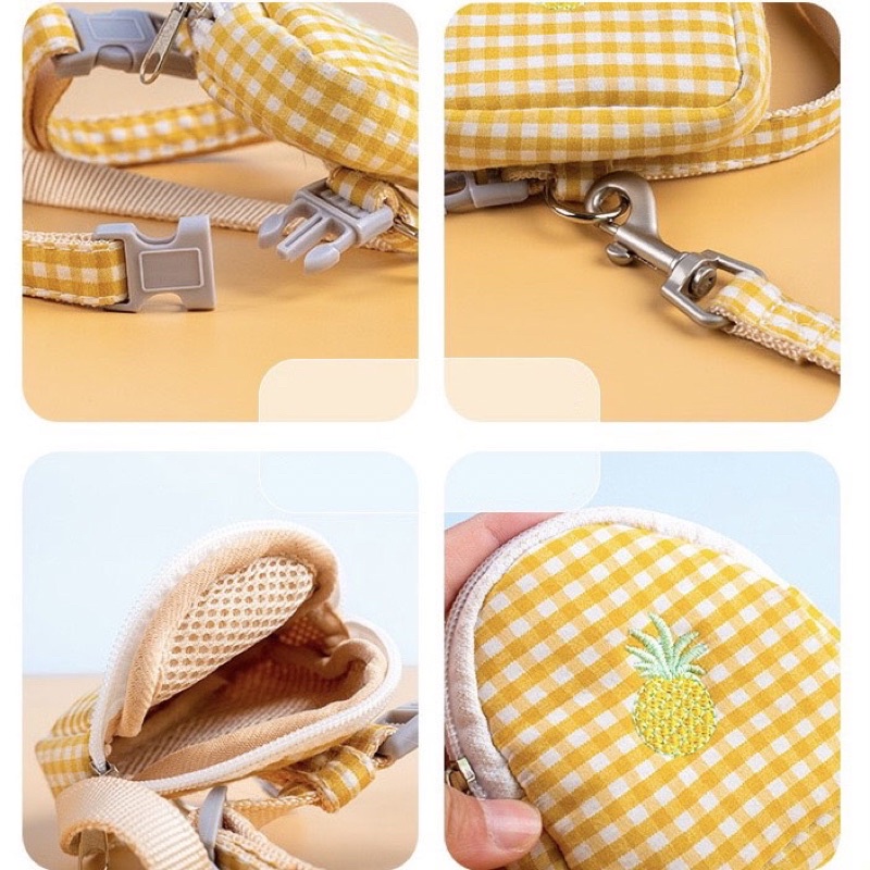 Dây dắt Chó Mèo kèm Túi đựng đồ nhỏ xinh xắn - Yếm Dắt Thú Cưng Đi Dạo - Dây Xích dắt Mèo đi dạo