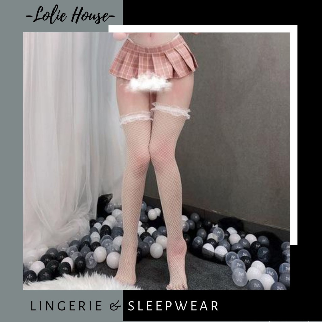 Tất đùi lưới nhỏ viền voan công chúa sexy ❤️ Tất đùi lưới nhỏ viền voan phong cách Lolita - QT3