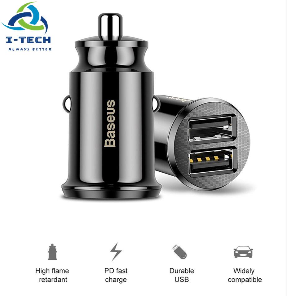 ⚡Khuyến mại⚡Car Charger Dual USB Adapter Cigarette Lighter For Mobile Phone Charger